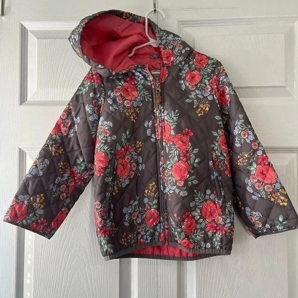 CARTER’S Kids Girl's M 5/6 Quilted Lightweight Lined Hooded Full Zip Jacket - Picture 3 of 7